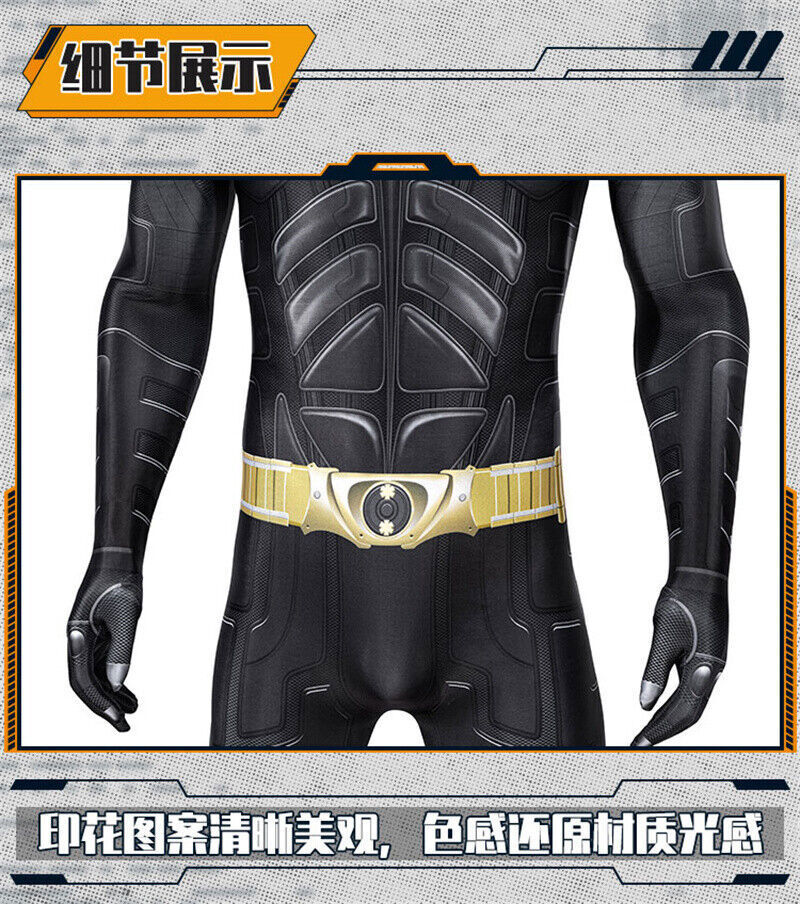 Batman The Dark Knight Rises Costume Cosplay Jumpsuit + Cape Adult Outfits