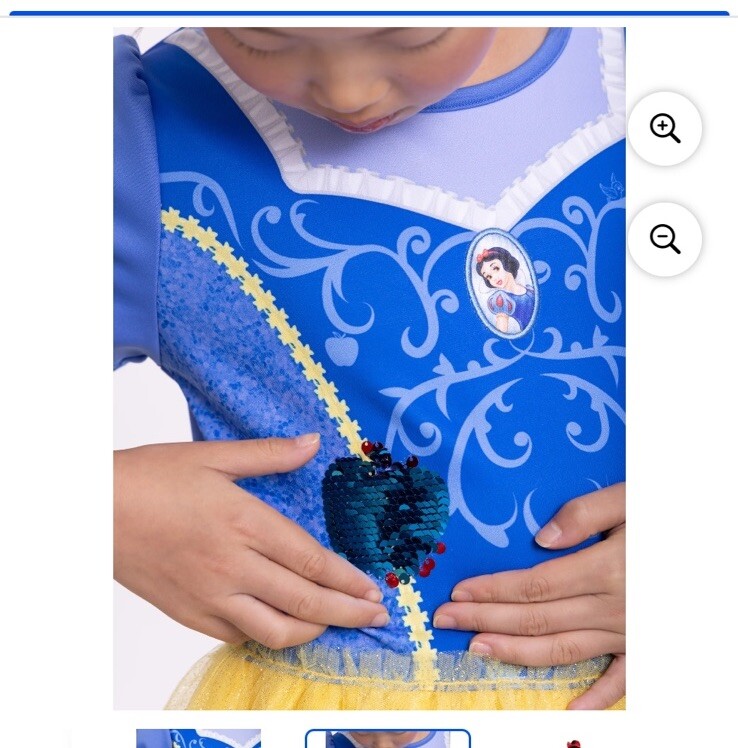 Disney Princess Blue & Yellow Sequence Apple Girls Snow White Cosplay Dress