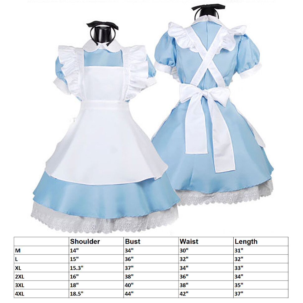 Anime Cute Maid Outfit Lace Trim Apron Lolita Dress Uniform Costume Cosplay Set