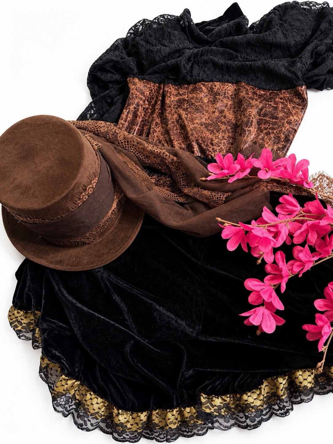 California Costume Collections Steampunk Outfit Dress L Black/Gold/Brown