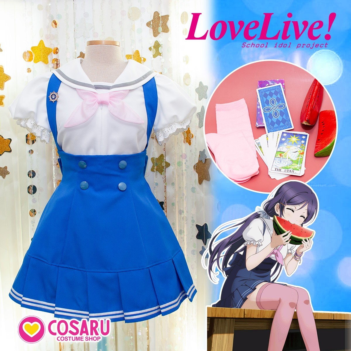US SELLER NEW Love Live! Nozomi Marine School Uniform Cosplay Costume Set S-M