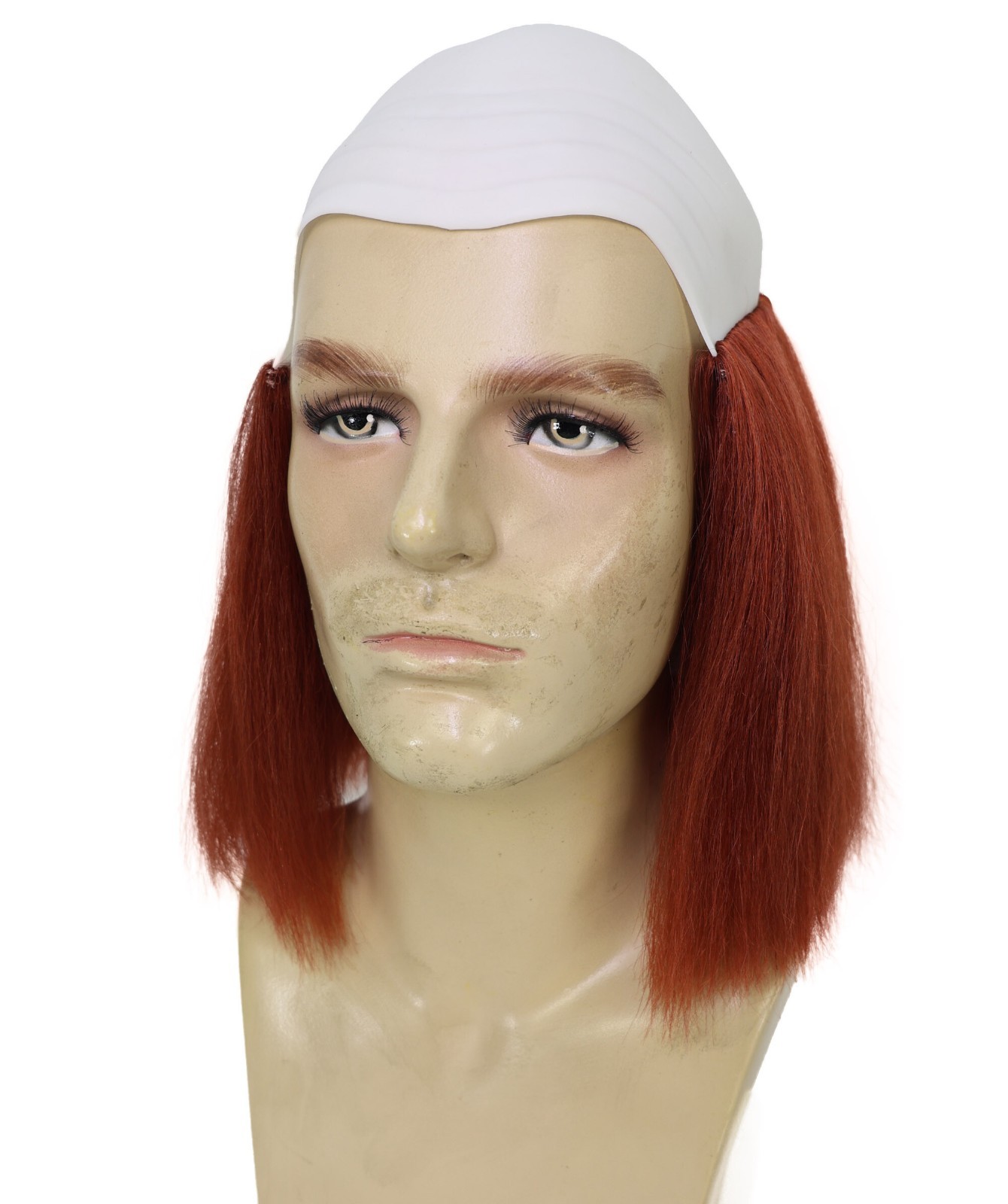 Adult Bald Deluxe Silly Boy Auburn Wig Comical Bald Cap with Hair Tufts