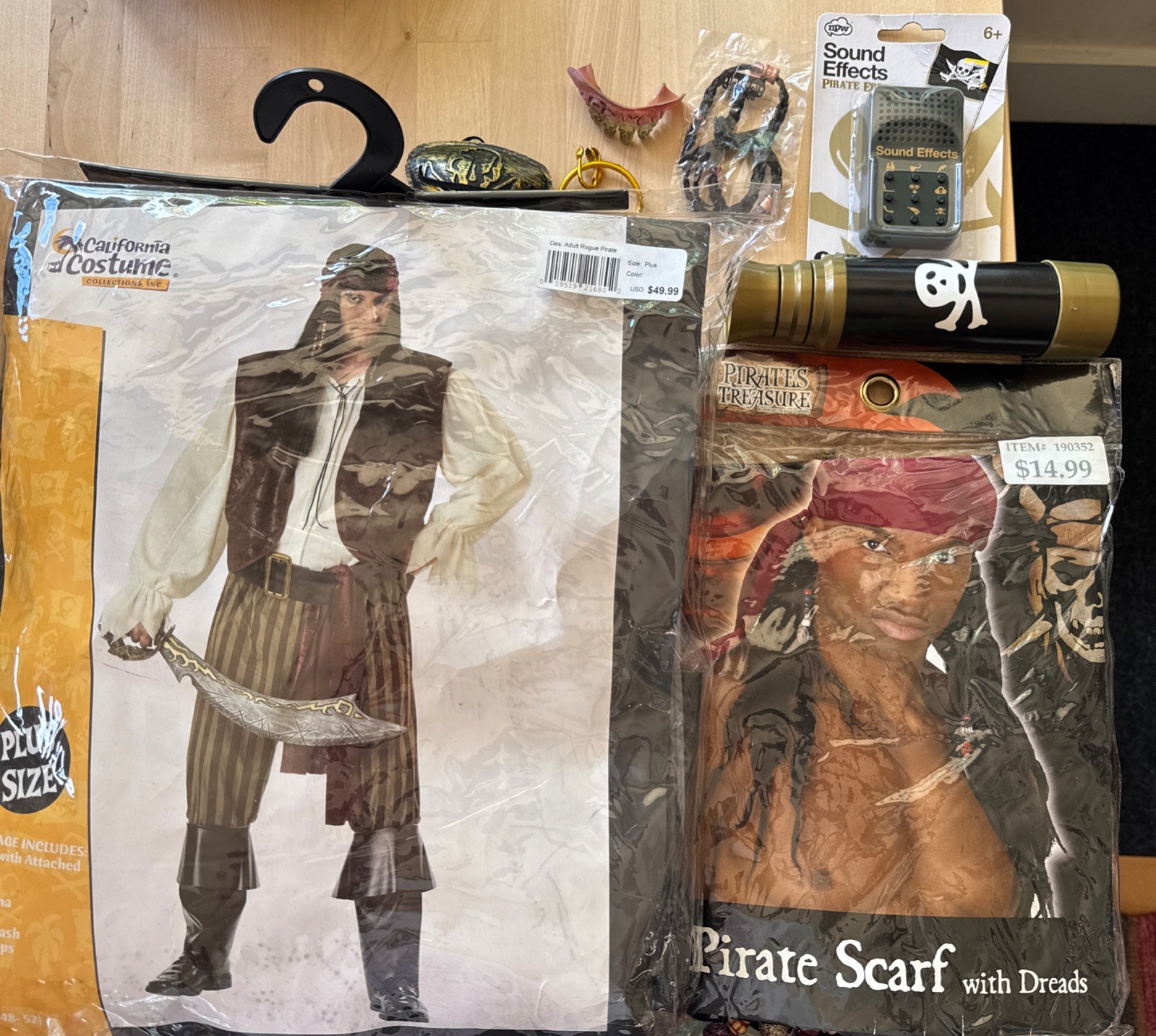 Rogue Pirate California Costumes- Plus Size With Bonus Wig And Extras! Read!