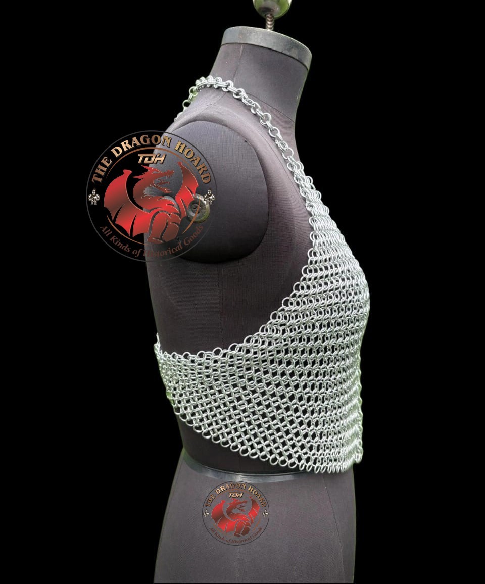 medieval aluminum chainmail fantasy bra TOP for Halloween cosplay event larp