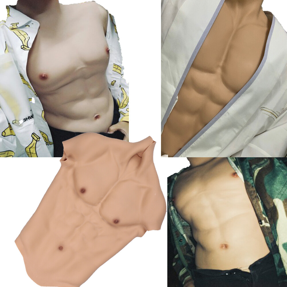 KnowU Breastplate Silicone Male Fake Chest Muscle Body Suit Cosplay Crossdresser