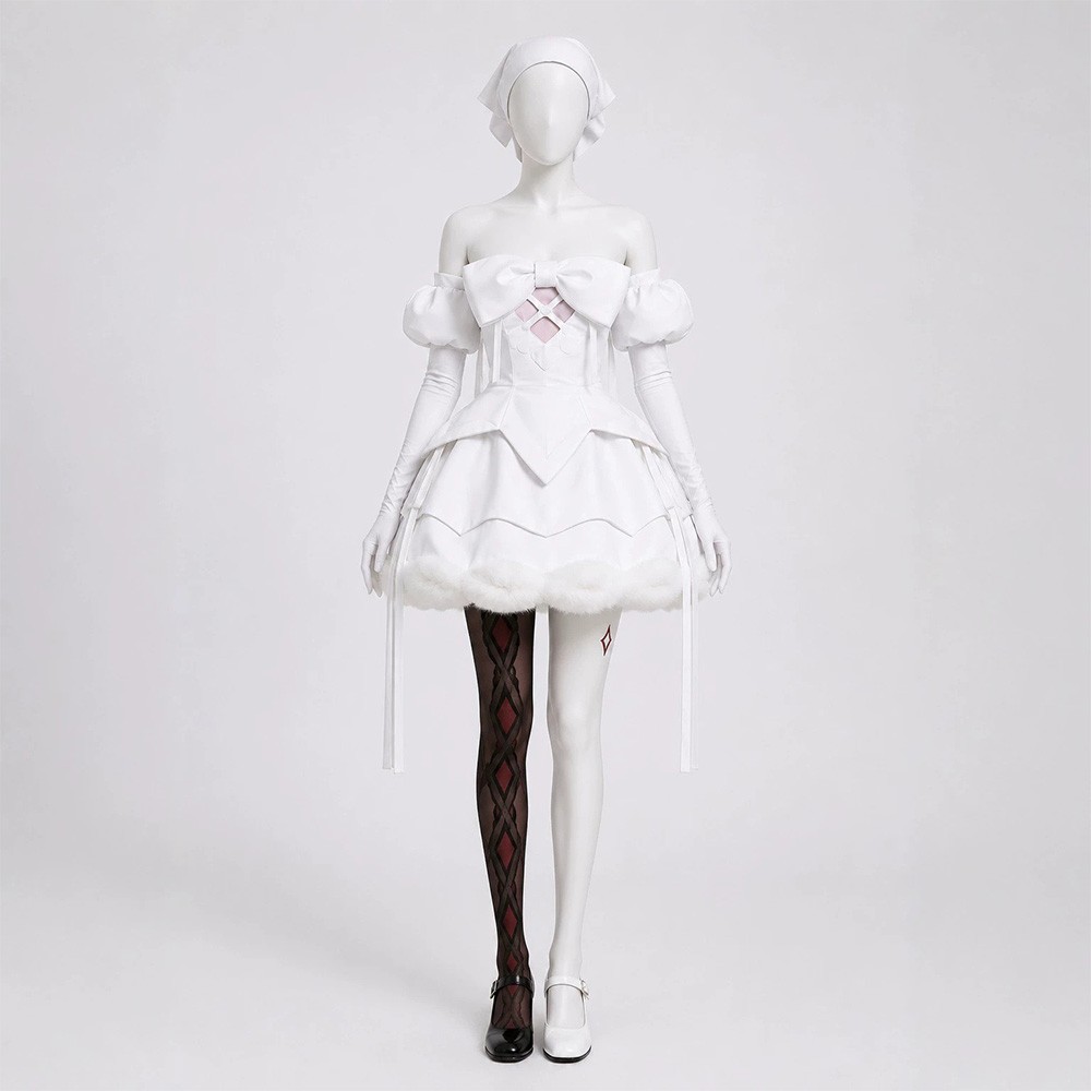 Sua Cosplay White Alien women Costume Halloween Sua Fancy Dress Headscarf set