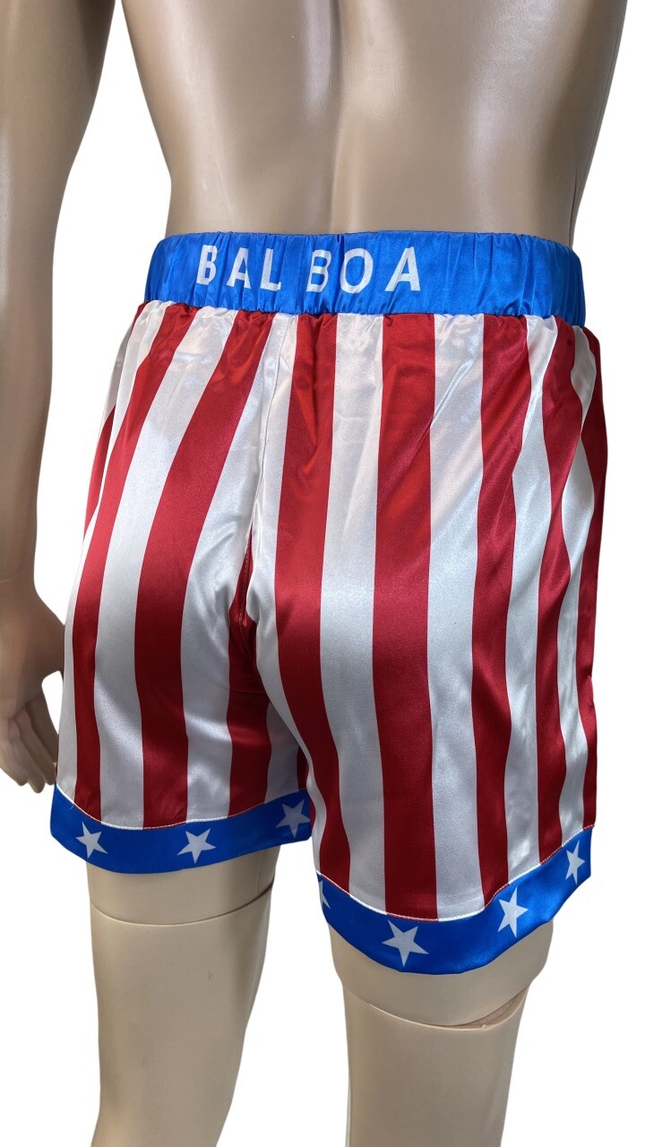 Rocky Balboa Mens Apollo Movie Boxing American Flag Shorts Trunks boxers