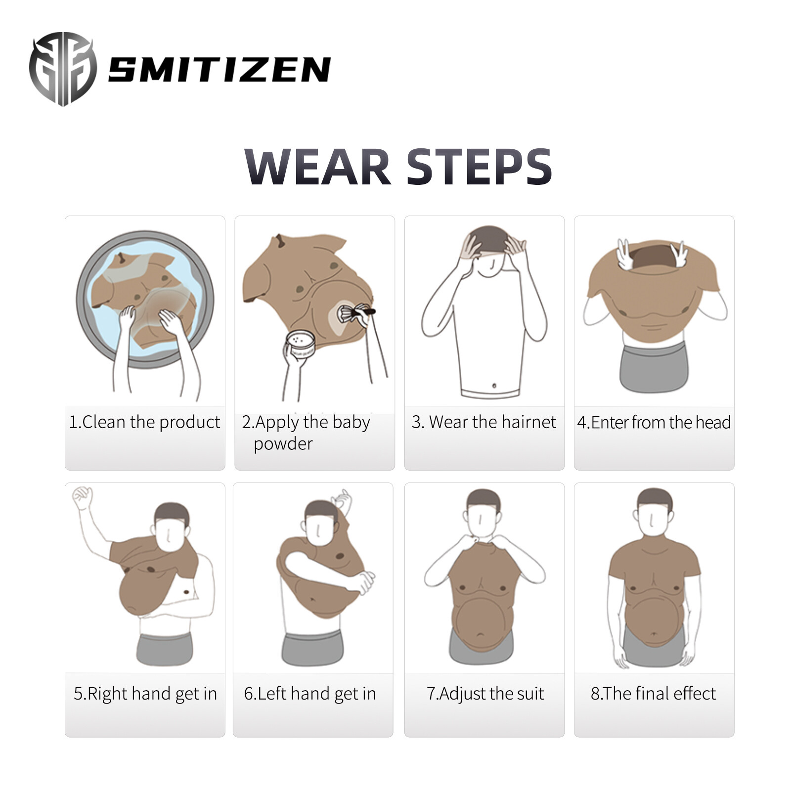 Smitizen Silicone Upper Suit with Fake Beer Belly Costumes for Halloween Party