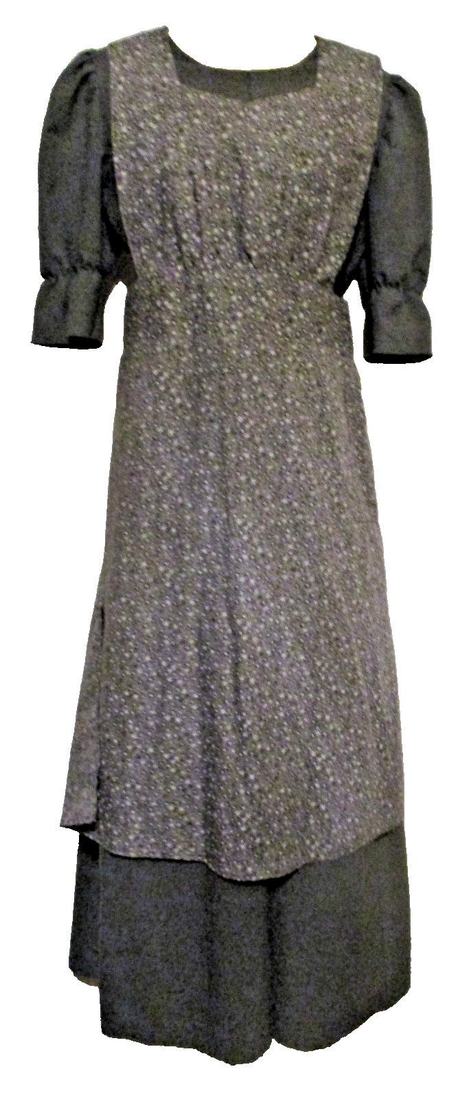 Handmade Mennonite Gray Dress and Full Pinafore Apron 38″Bust/30″Waist 56″ Long