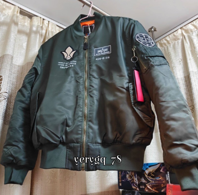 Gundam Mikazuki Augus Flight Jacket Coat Casual Embroidered Zip Costume Tops NEW