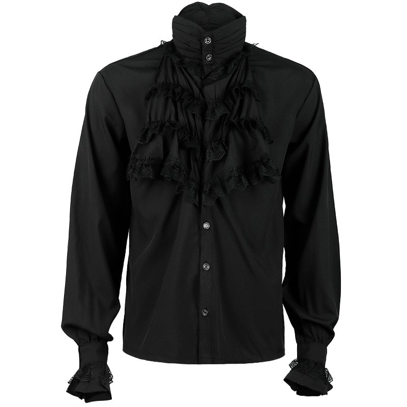 Men’s Pirate Renaissance Medieval Victorian Steampunk Gothic Vampire Shirt Top