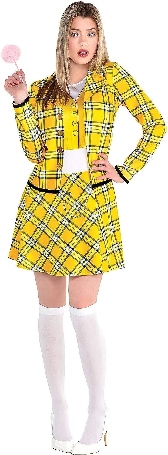 Cher Kit Clueless Yellow Plaid 90’s Movie Fancy Dress Up Halloween Adult Costume