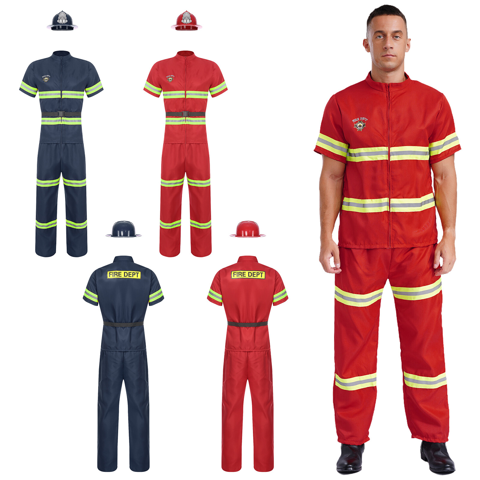 Mens Firefighter Dress Up Firefighter Fireman Cosplay Costume Stage Performance