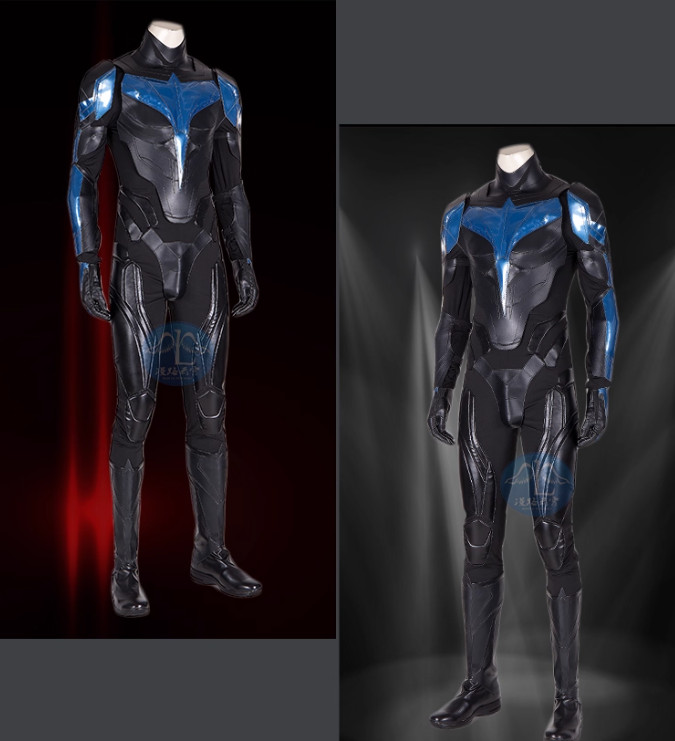 Super Hero Nightwing Cosplay Costume Jumsuit PU Set Suit Outfit Halloween Prop