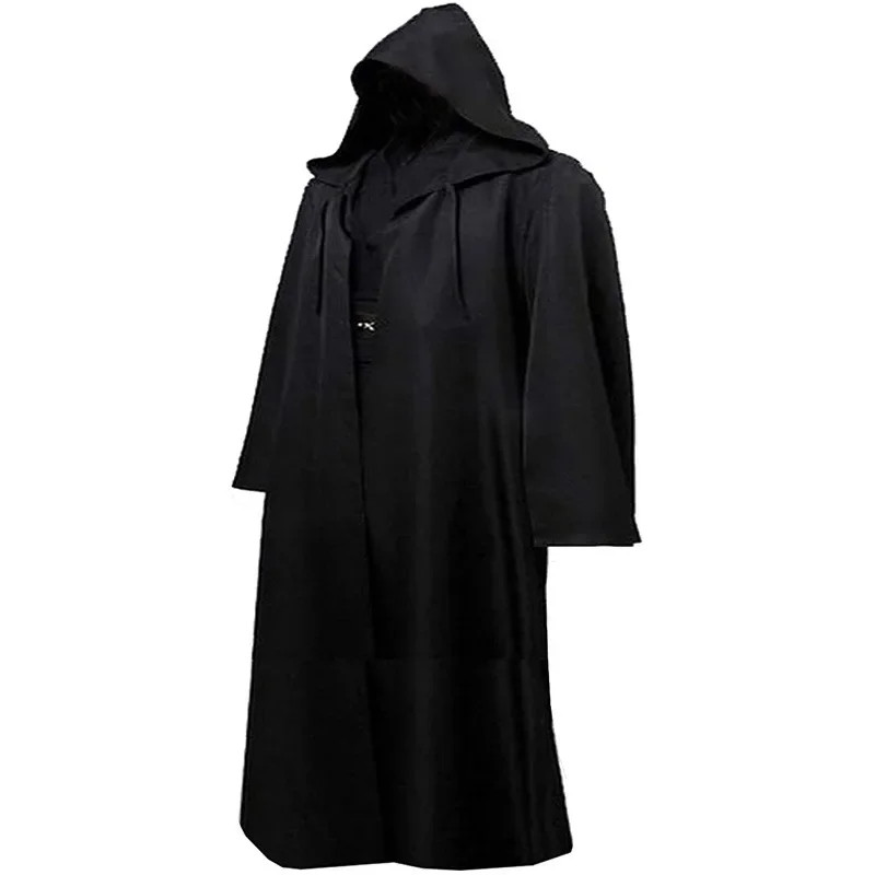 Men Kids Knight Cosplay Costume Medieval Tunic Hooded Robe Cloak Halloween Coats