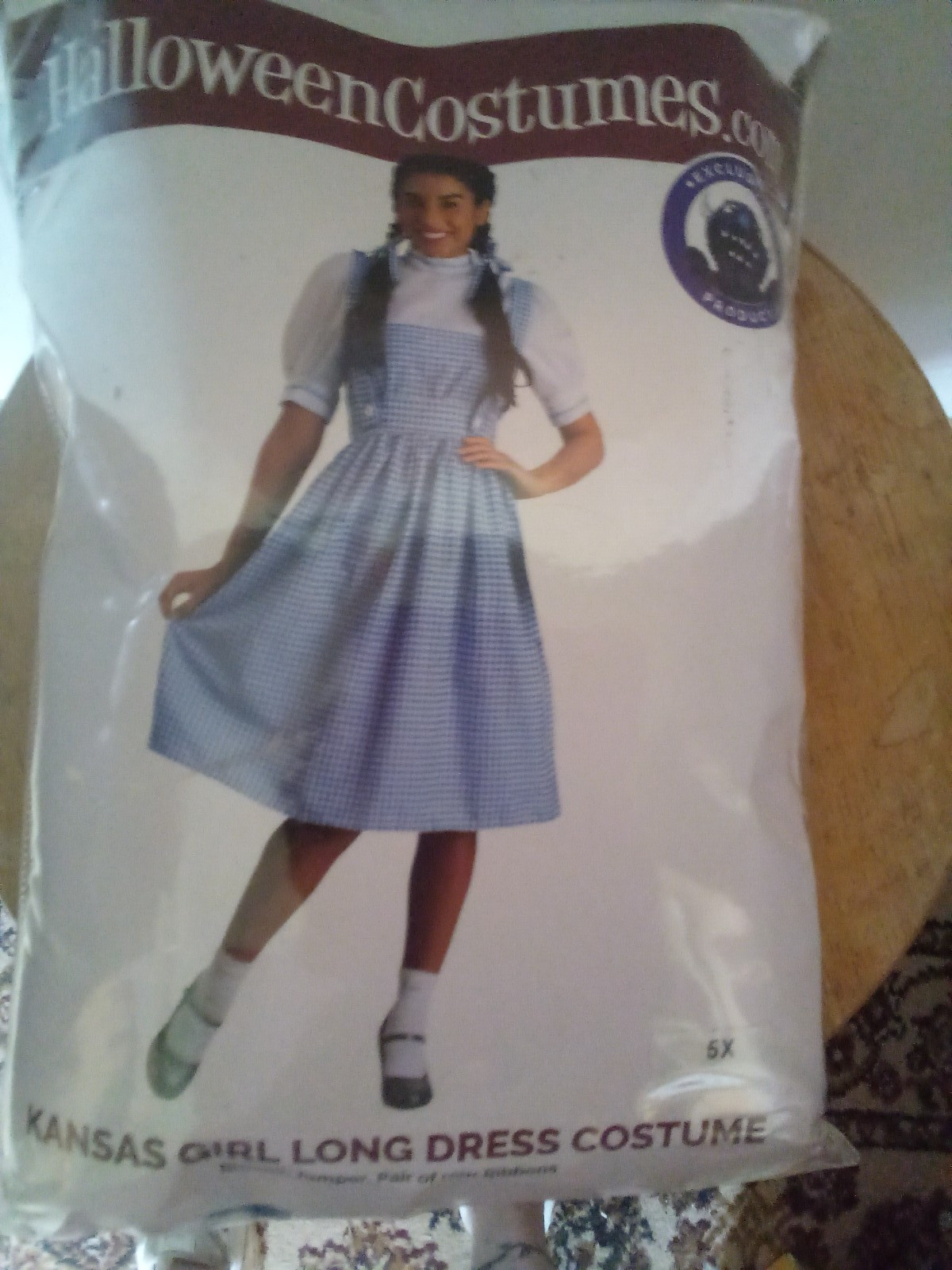 Adult plus size 5x Dorothy Halloween Costume/and Toto in basket