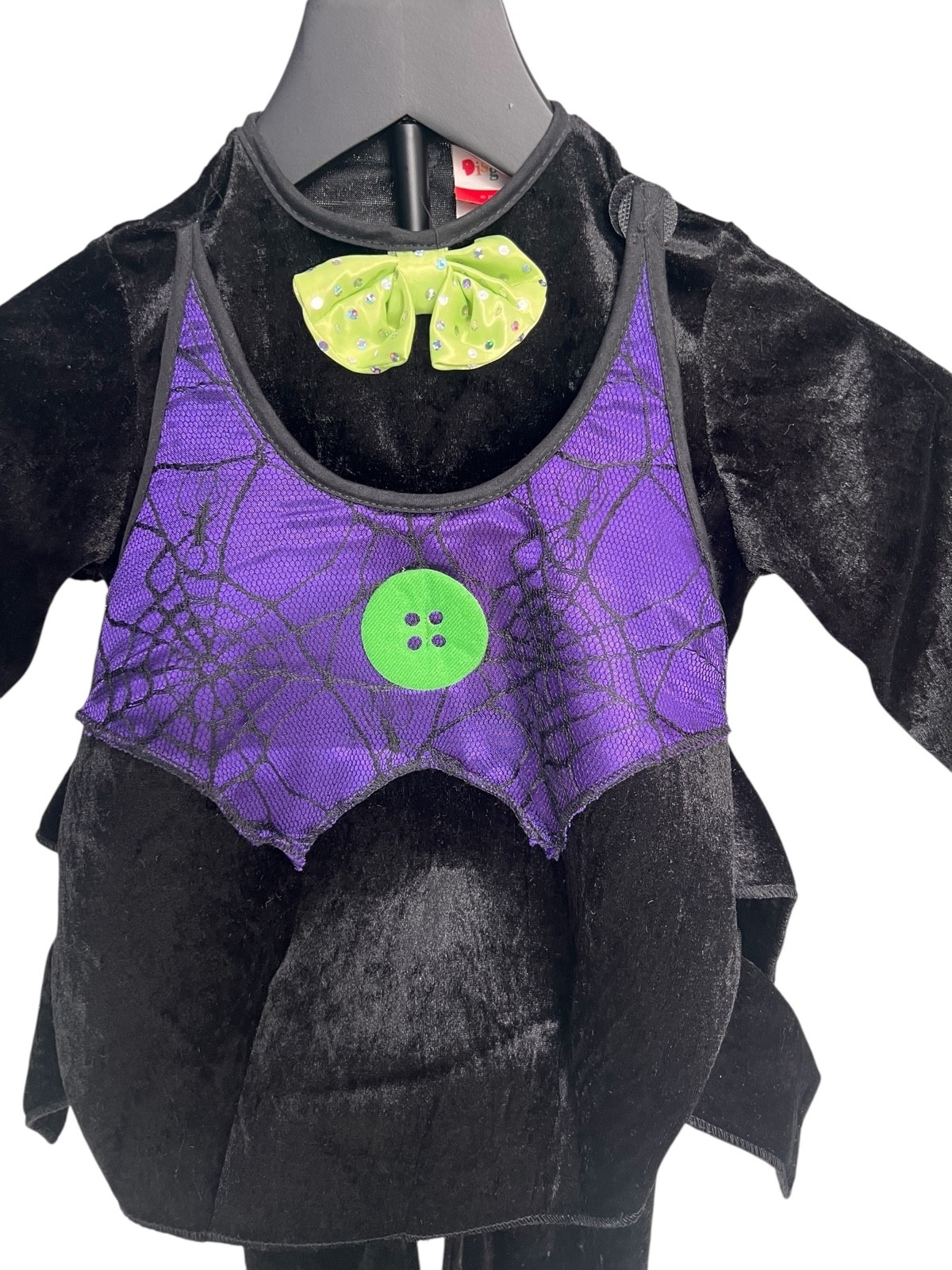 Spider Halloween Costume 2T – Black Velvet Toddler outfit Web & Bow – Disguise
