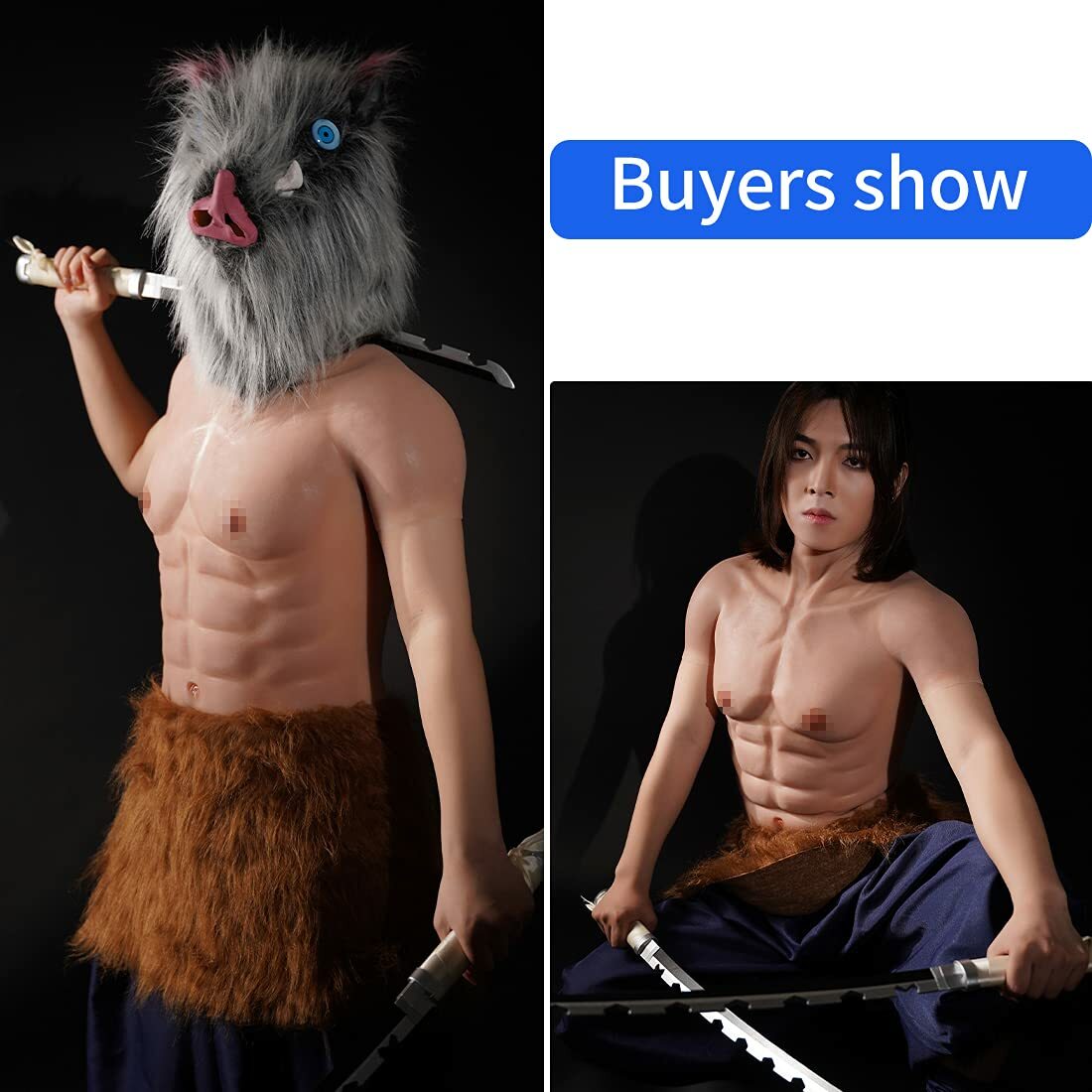 Silicone Muscle Chest Realistic BodySuit Male Fake Breast Plate Costume Cosplay