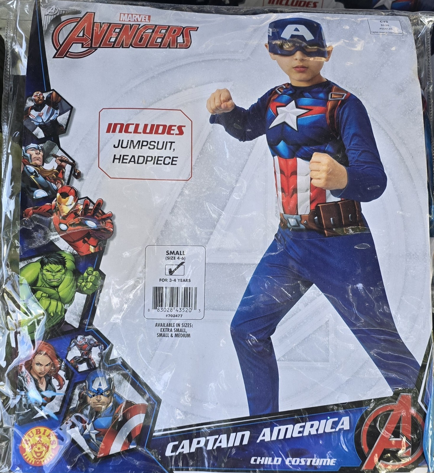 New Rubie Child Size Avengers Captain America Boy’s Halloween Costume 3 Sizes
