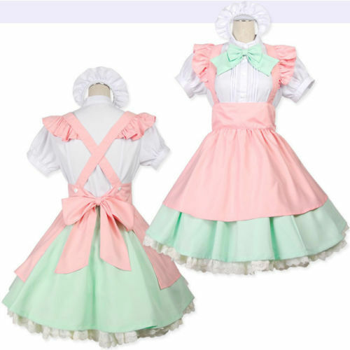 Japanese Lolita Bow Dress Maid Amine Uniform Costume Halloween Cosplay Party