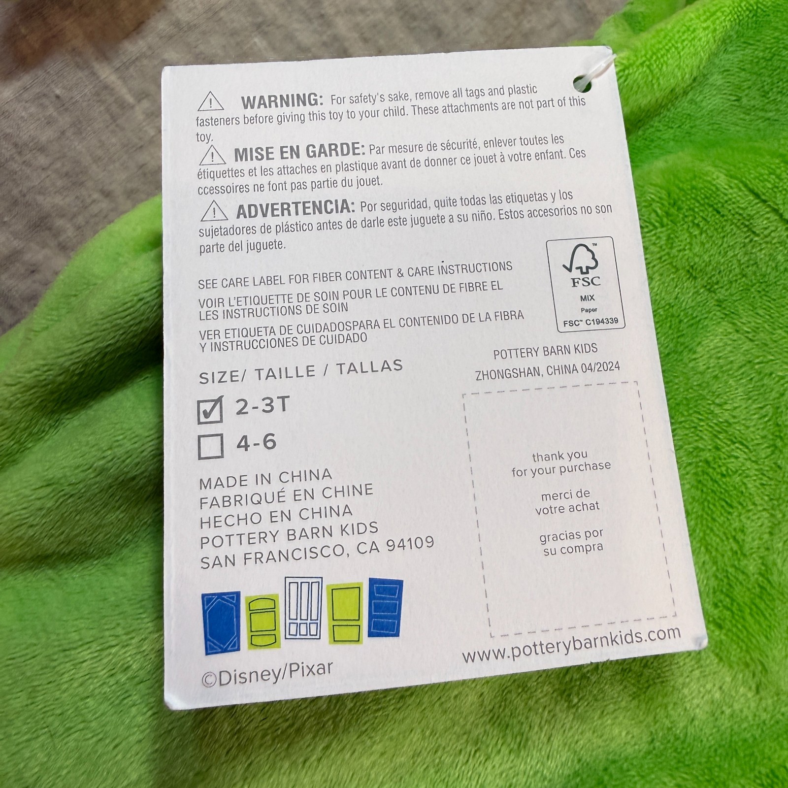 POTTERY BARN KIDS MONSTERS INC. MIKE COSTUME SIZE 2-3T HALLOWEEN DISNEY PIXAR