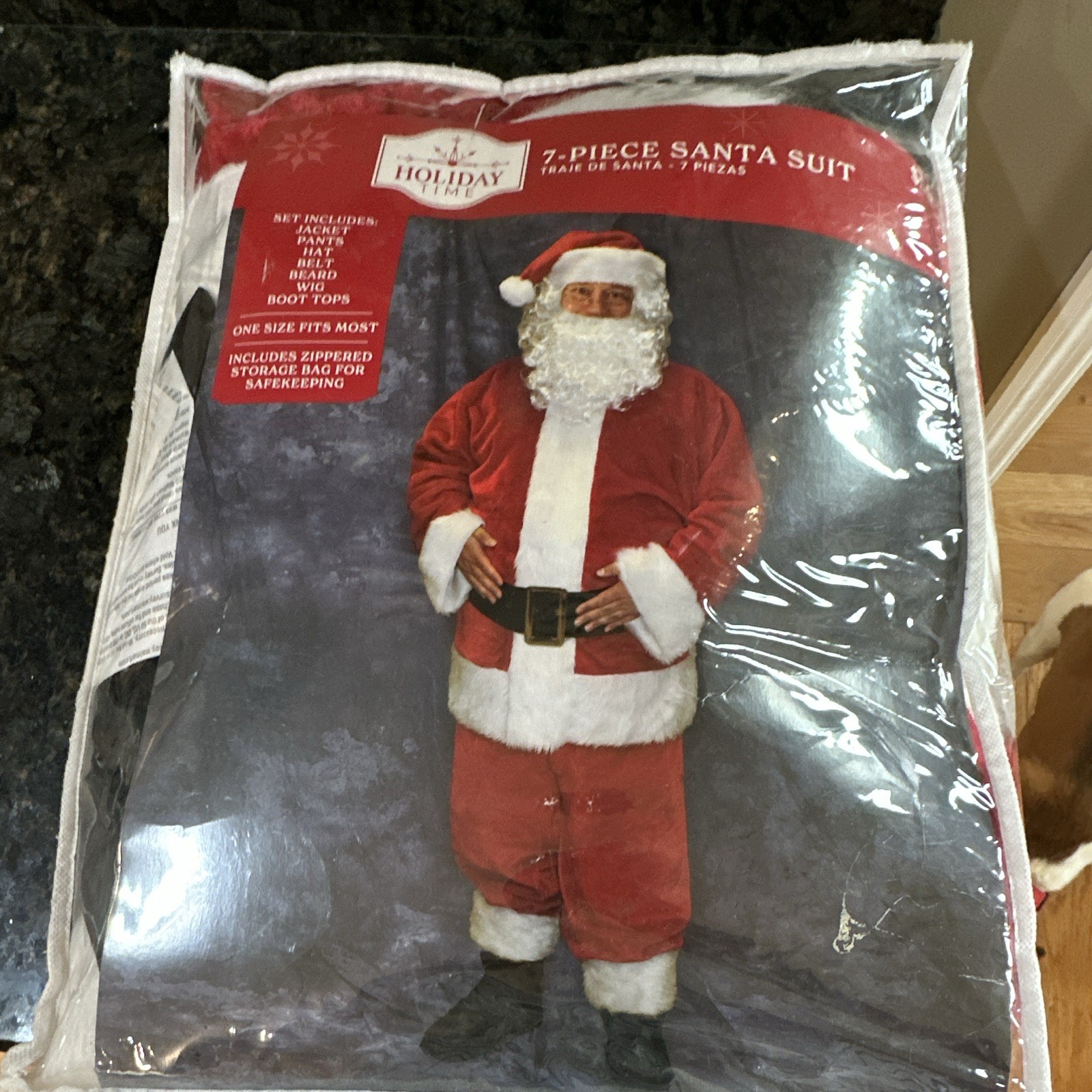 Holiday Time 7-Piece Santa Claus Suit Costume, One Size Regular, Polyester