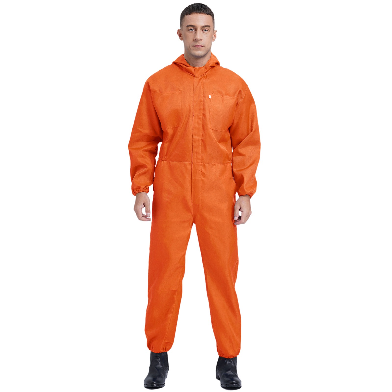 US Unisex Adult Dustproof Hooded Coverall Long Sleeve Zipper Workwear Jumpsuit