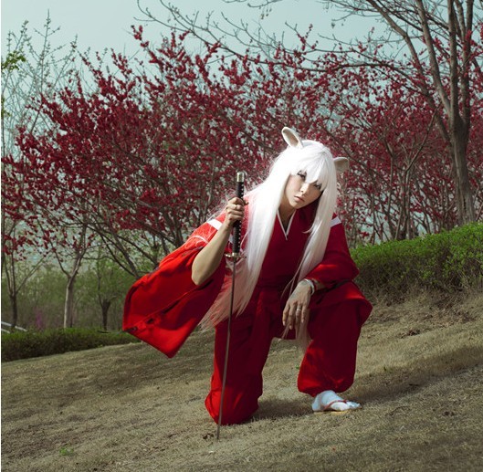 INUYASHA Half Demon Red Kimono Suit Outfit Adult Costume for Cosplay & Halloween