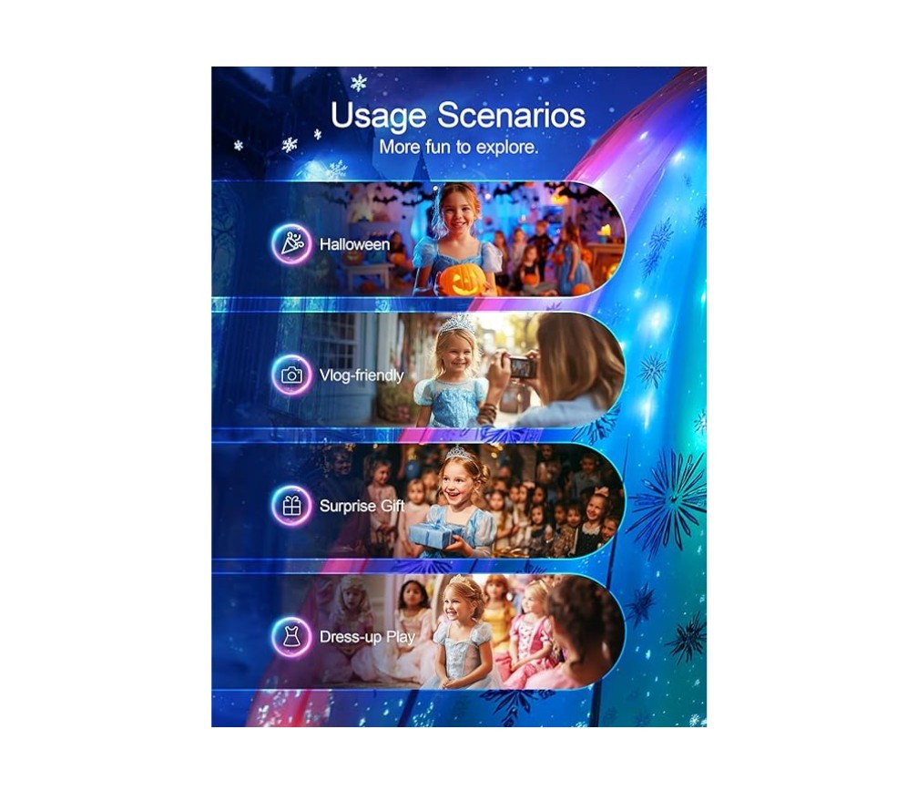 Princess Dress Up for Girls RGB LED Light Syncs Music Age 3+ Blue Frozen Costume