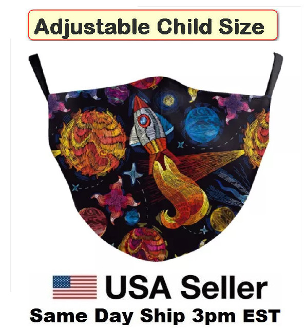 Children Face Mask Reusable Rocket Adjustable Marvel Space NASA US Seller Fast