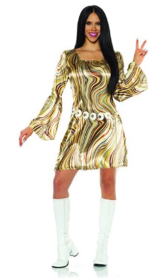 Disco Chick Brown Swirl Dress – 60s – 70s – Costume – Adult – 2 Sizes