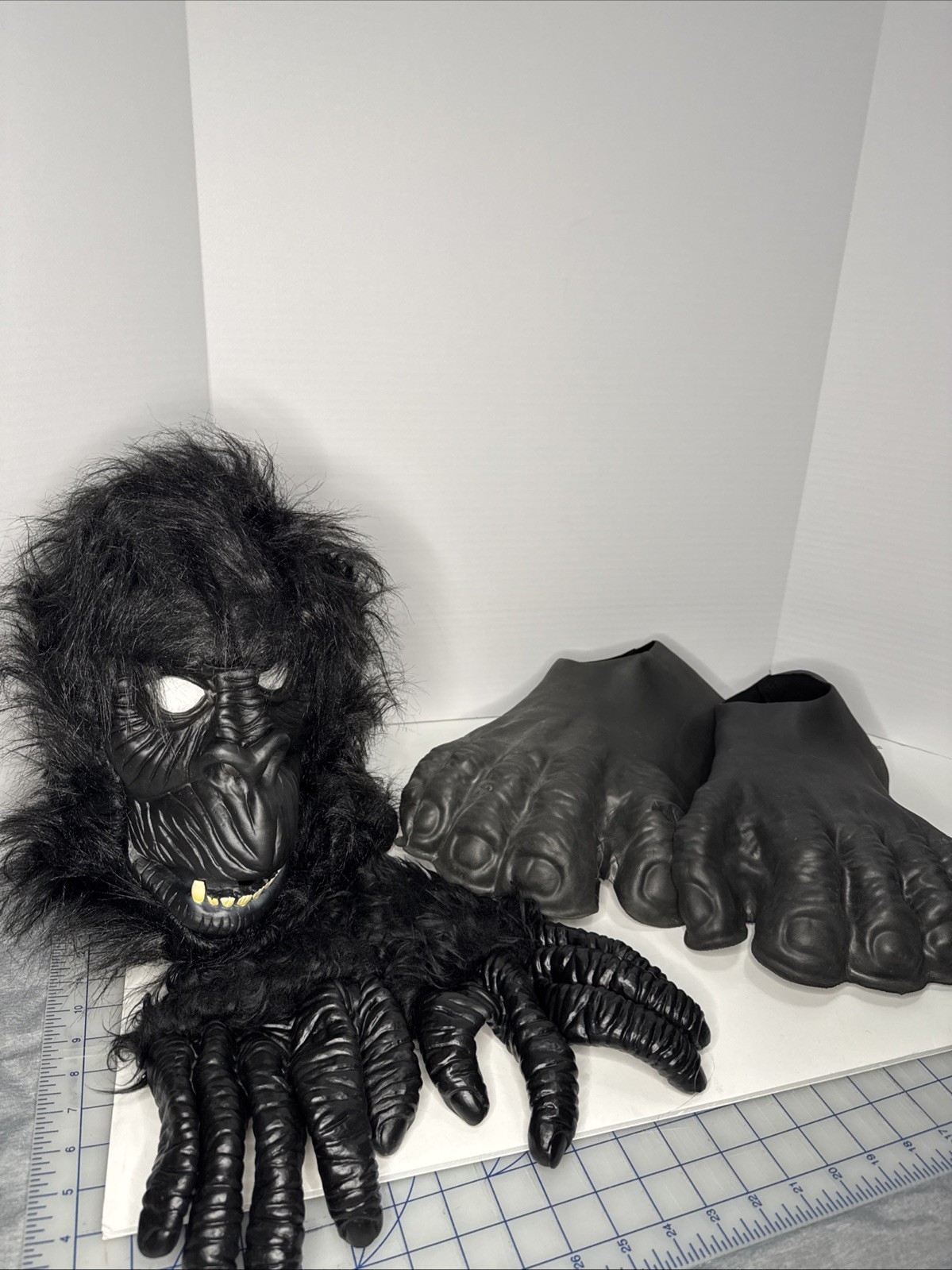 Spirit Deluxe Gorilla Costume Black Faux Fur Mask Jumpsuit Hands Feet One Size