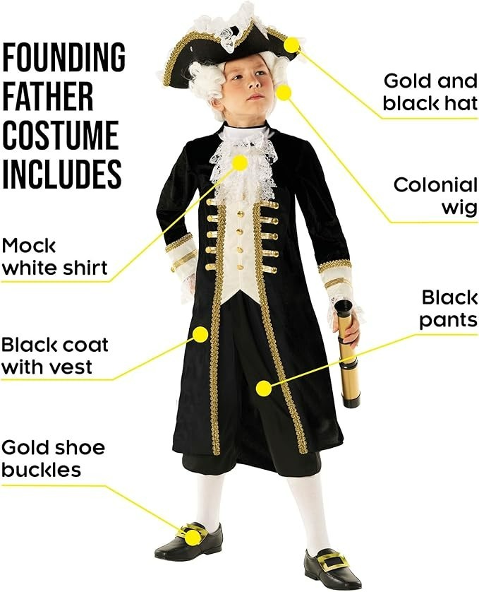 Kids Thomas Jefferson Costume Boys Colonial Founding Father President Hamilton