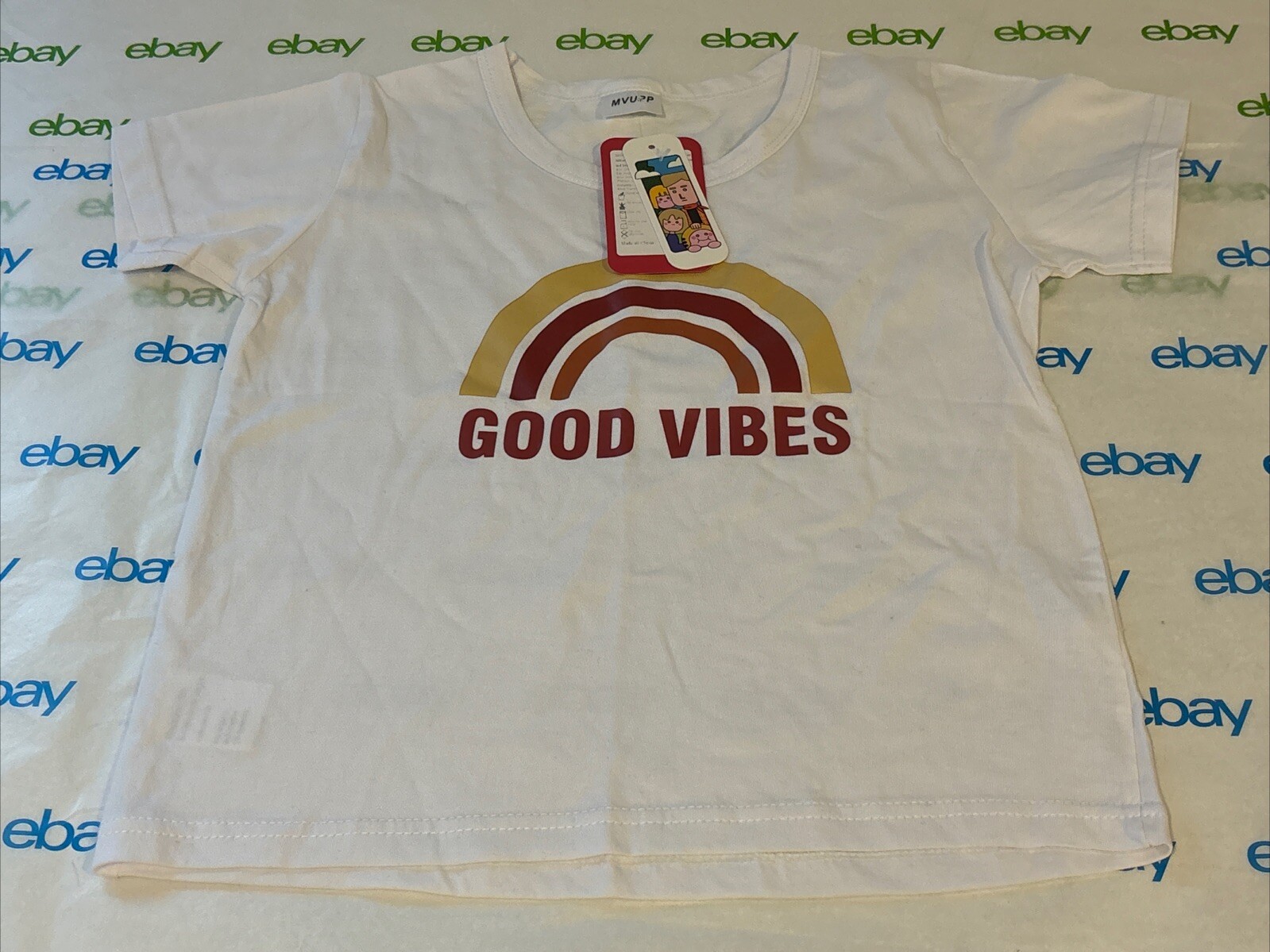 MVUPP Kids T-shirt Short Sleeve Good Vibes White Size Medium