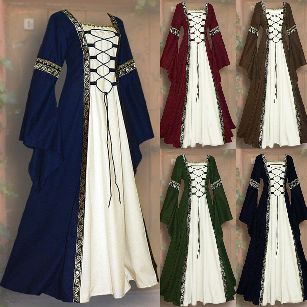 Medieval Renaissance Dress Women’s Vintage Halloween Gothic Costume Party Dress