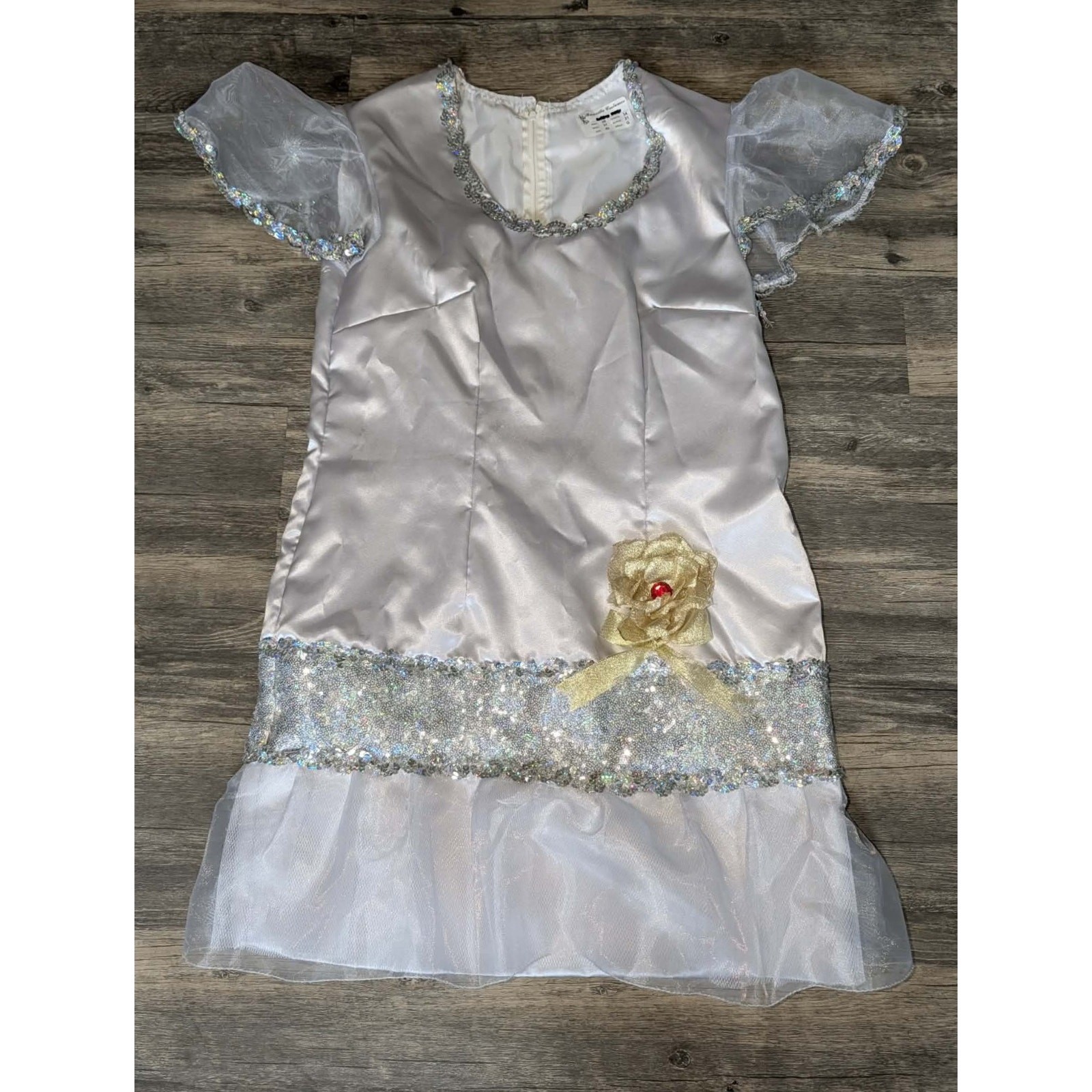 Bienville Costumes Silver Princess Fairy Dress Sequins Size L Halloween Cosplay