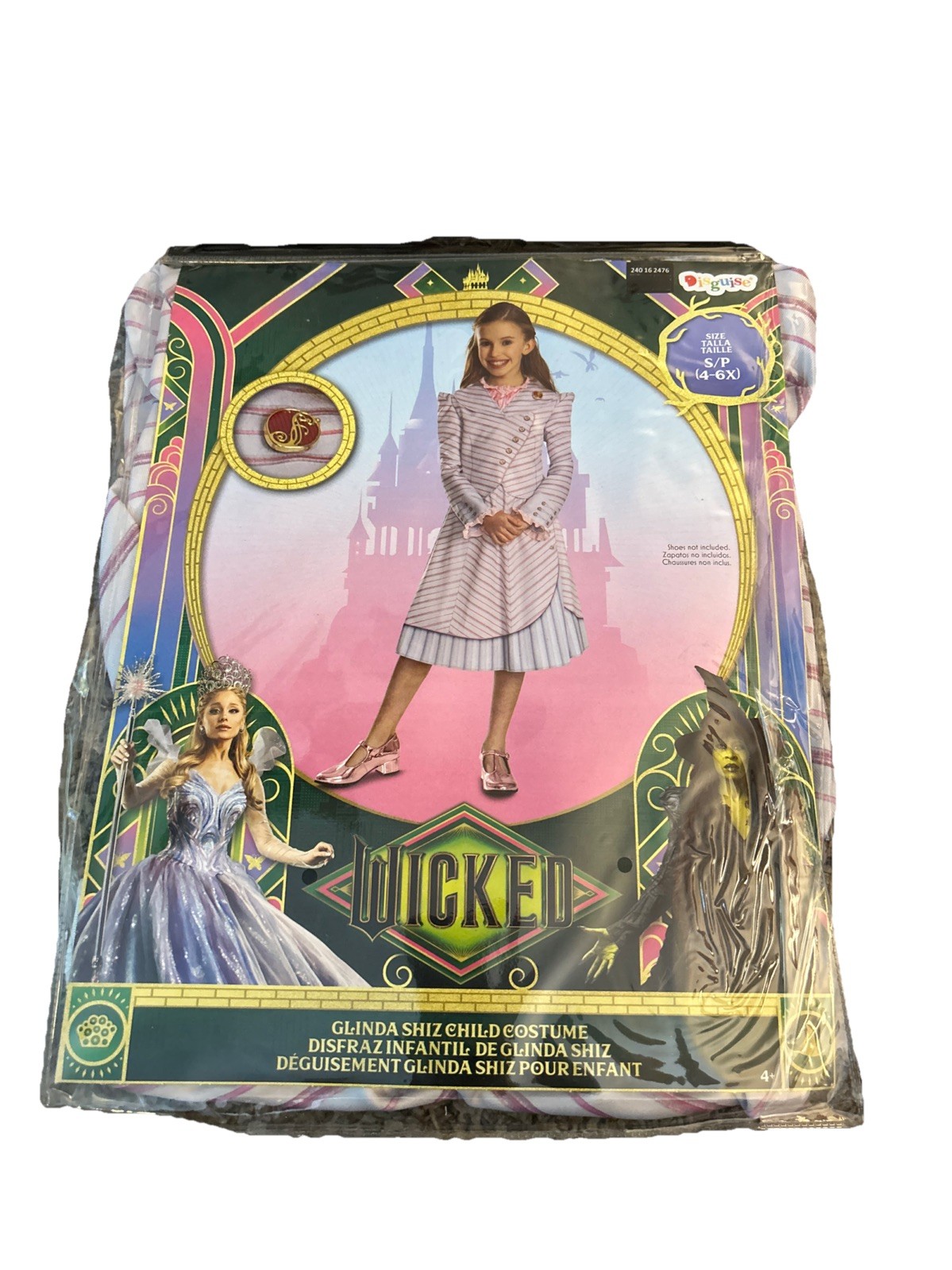 Wicked Glinda Shiz University Dress Costume, New Size S (4/6X) Girls Disguise