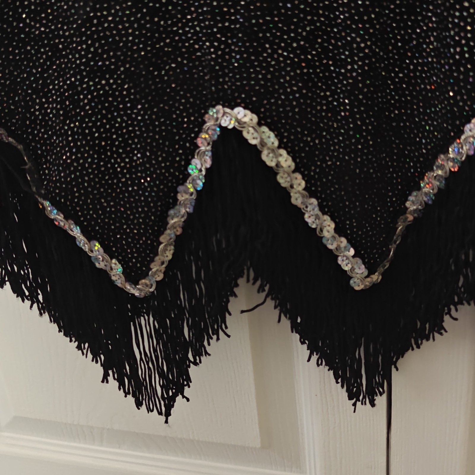 Curtain Call Costumes Flapper Dress Fringe Sequin Trim Black/Silver One Size
