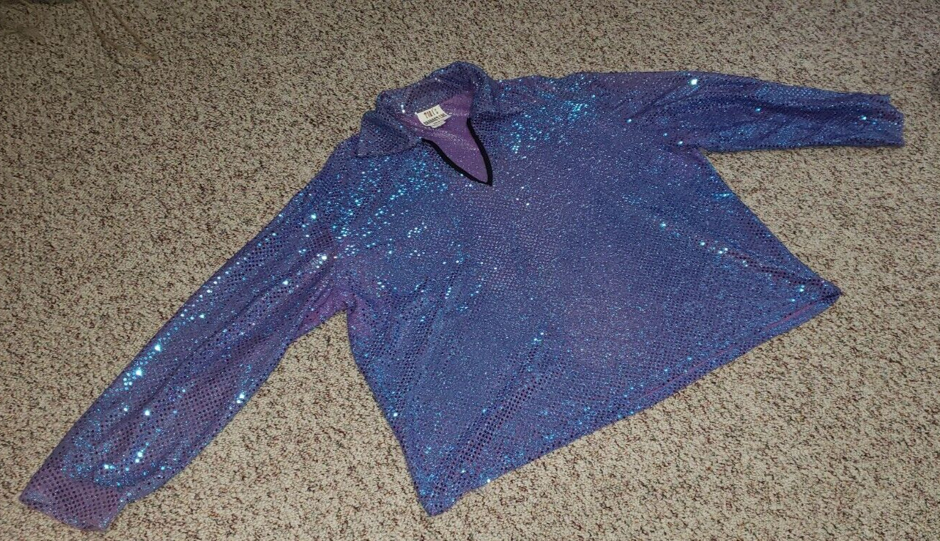 DISCO GLAM SHIRT TABI’S CHARACTERS COSTUME TOP SIZE XL-XXL SHIMMERY IRIDESCENT