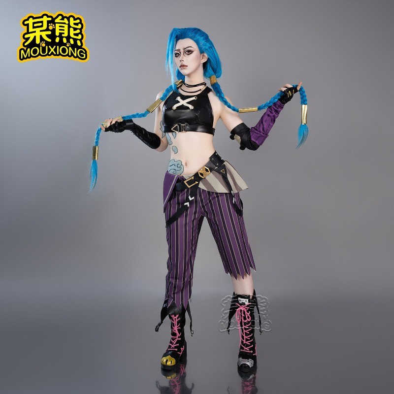 LOL Arcane Jinx Cosplay Wigs Blue Braided Party Hair Women Costumes Halloween