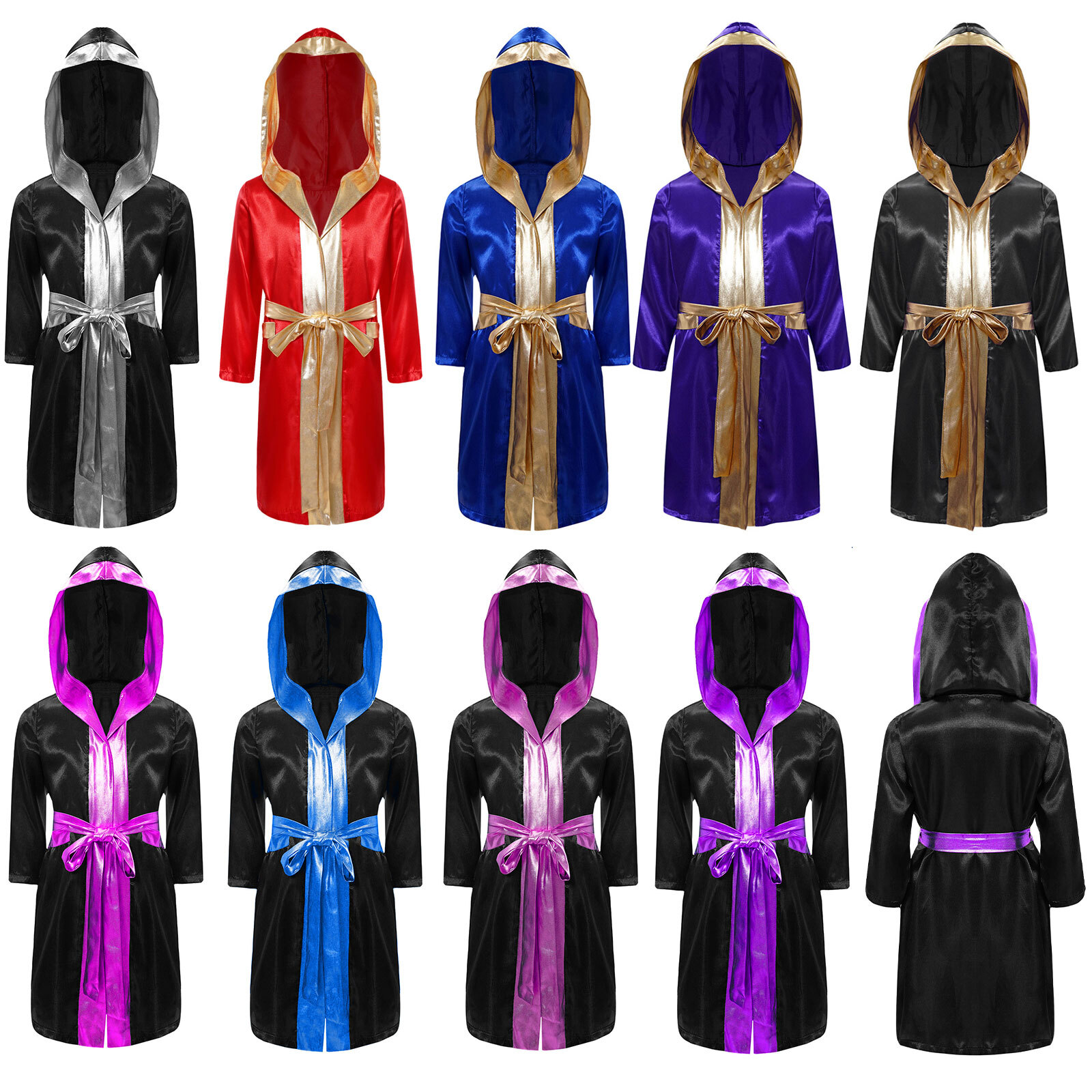 Kids Boy’s Cape Cosplay Robes Boxing Cloak With Belt Metallic Robe Athletic