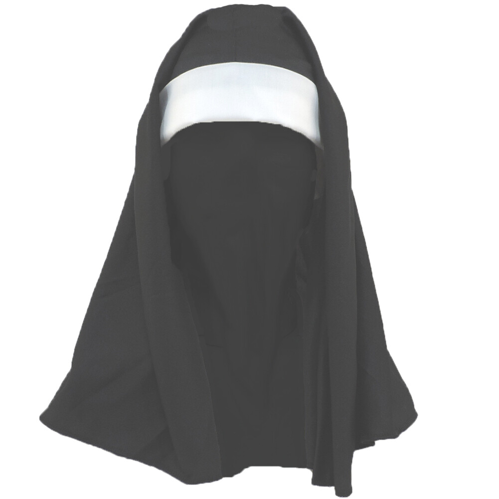 Black & White Catholic Church Nun Hat Costume Accessory Headpeice Hood Veil