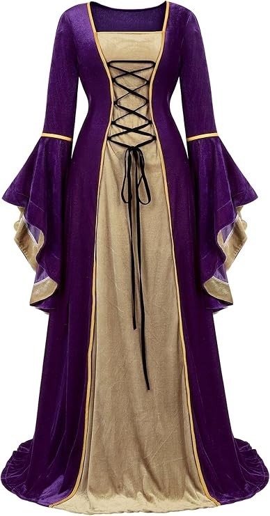 Renaissance Women Medieval Costume Womens Halloween Dress – Purple – XL – NWT