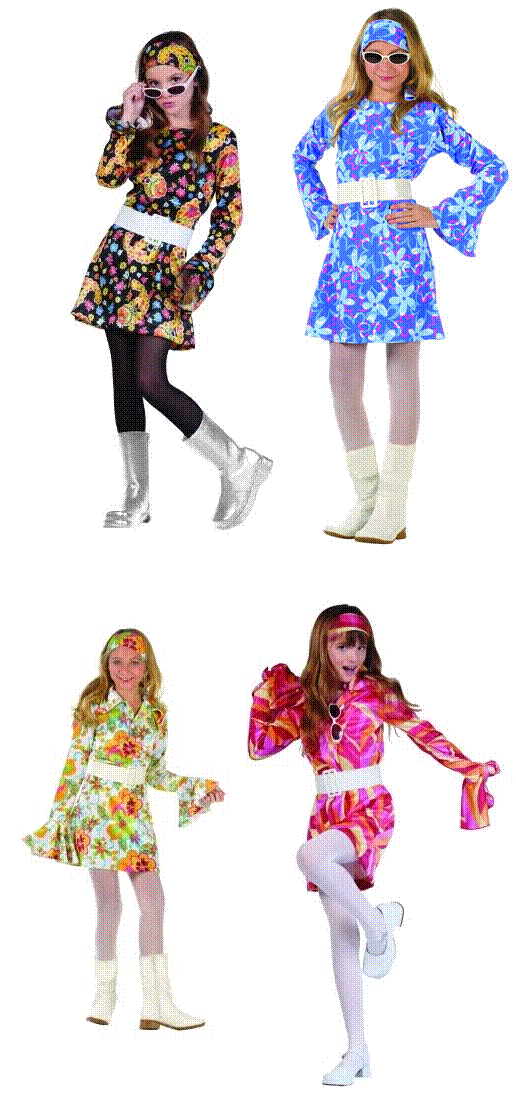 60’S 70’S GO GO GIRL RETRO HIPPIES DISCO FEVER DANCE DIVA CHILD KIDS COSTUME
