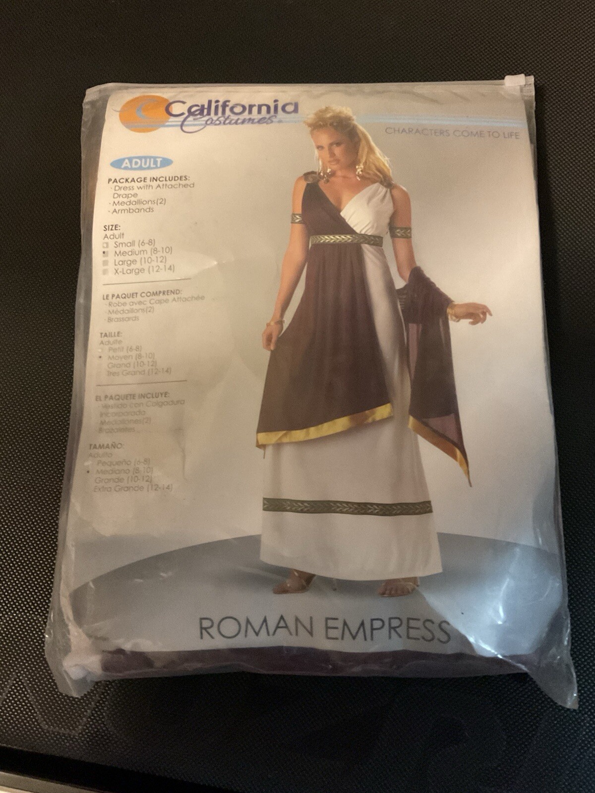 Roman Empress Dress California Costume Adult M 8-10 New