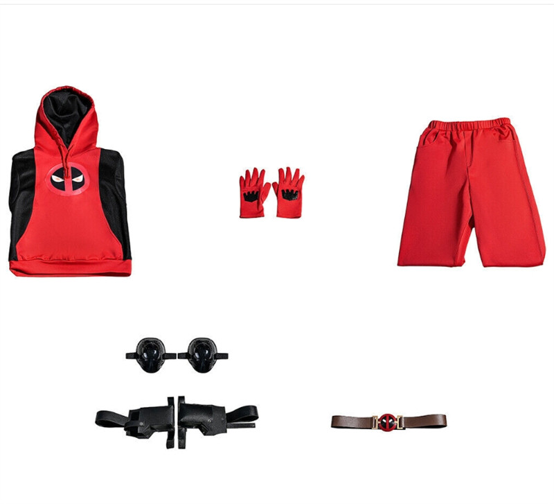 Deadpool 3 Kidpool Cosplay Costume Hoodie Sweatshirt Full Set Children Boys Size
