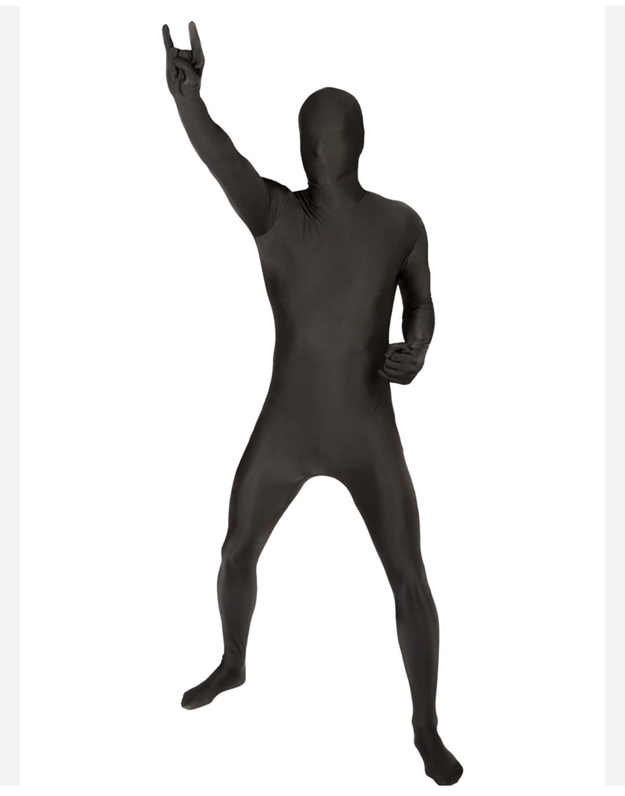 Adult Black Party-suit L Mens Skinsuit Costume Halloween with hair and red tie