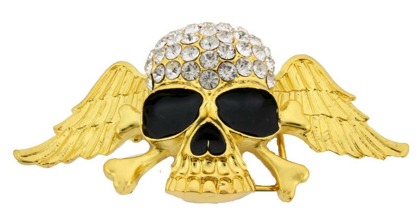 Skeleton Belt Buckle Skull Crossbones Crown Rhinestone Metal Fashion Mens Womens