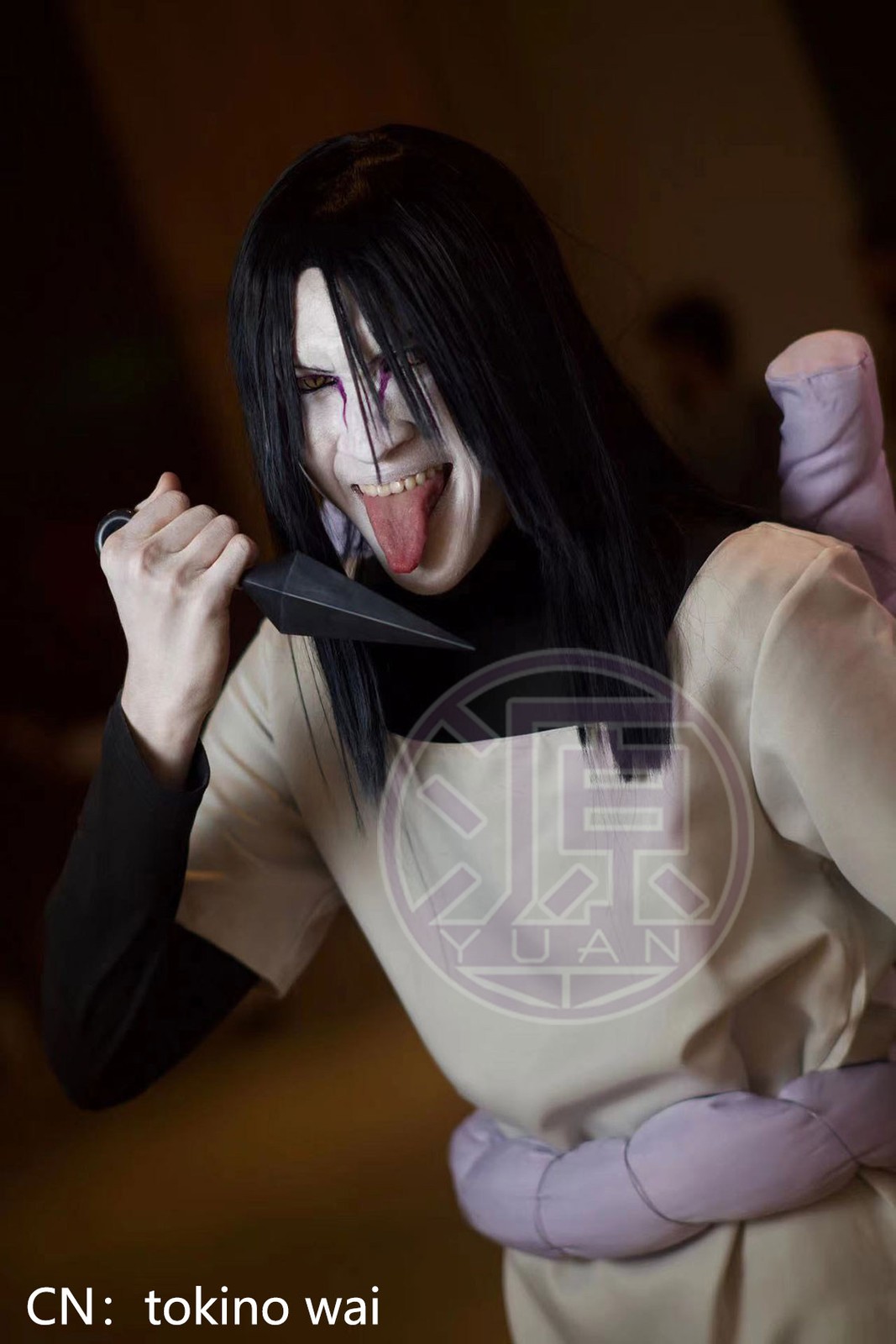 NARUTO: Shippuden Orochimaru Cosplay Costumes Anime Ninja Role Play Wig Outfit