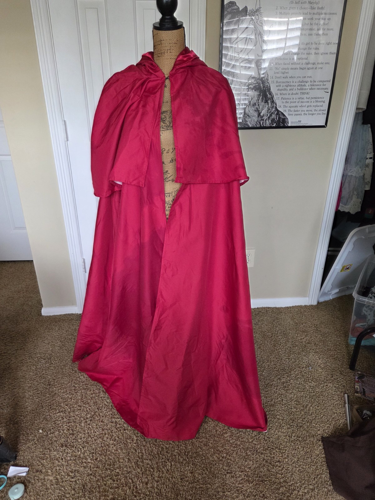 Handmade Red Cardinals Robe With Hood Rennaissance Costume One Size